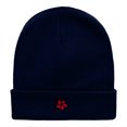 thumbnail image 5 of Hibiscus Flower Embroidered 12 Inch Long Knitted Beanie - Navy OSFM, 5 of 5