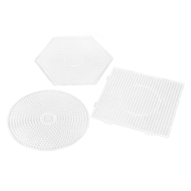 3 Pcs Perles en Plastique Planches à Repasser Planches à Chevilles Modèle d'Artisanat pour Enfants Carré Rond Hexagone 5mm Grand