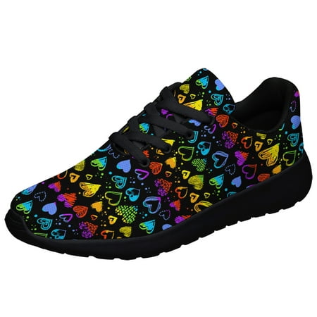 

Rainbow Pride Shoes Mens Womens Running Sneakers Mesh Breathable Jogging Walking Shoes Black Size 11