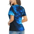 thumbnail image 3 of Vsdgher Blue Fire Cool Wolf Women Shirts V Neck Short Sleeve Tops T-Shirt Basic Tees, S to 3XLLarge, 3 of 5