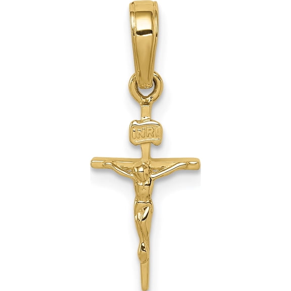 10K Small INRI Crucifix Pendant Yellow Gold Material Luxe Sparkling Captivating Ideal for collectors and jewelry lovers