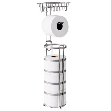 Better Homes & Gardens Satin Nickel Flatwire Free-Standing Toilet Paper Reserve with Holder