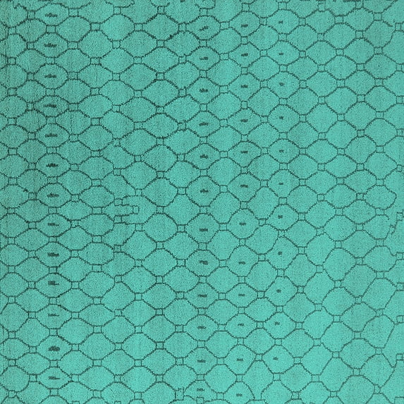 Ahgly Company Machine Washable Indoor Square Oriental Turquoise Blue Industrial Area Rugs, 8' Square