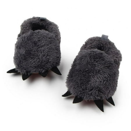

Newborn Baby Shoes Plush Furry House Slippers Leopard Bear Paw Boys Girls First Walkers Crib Shoes Non-slip Prewalkers 0-18M