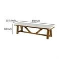 thumbnail image 5 of Jule Dining Bench- Trestle Base- 69 Inch- Brown Wood with Off White Seat, 5 of 6