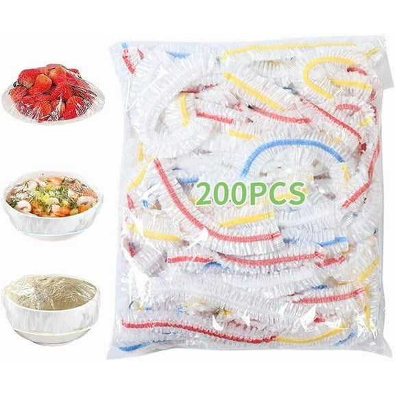 1 Pack Of 100 Pieces Bowl Covers Reusable, Plastic Bowl Covers, Elastic Reusable Fresh Keeping Bags Food Plastic Wrap Elastic Bowl Covers for Family Outside Picnic Leftovers