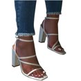 thumbnail image 2 of Sandalias rosadas de verano, cómodas y versátiles, con punta abierta, sandalias de tacón alto, informales, para exteriores, Color sólido, zapatos de talla grande, sandalias Wmkox8yii hfjk457, 2 of 4