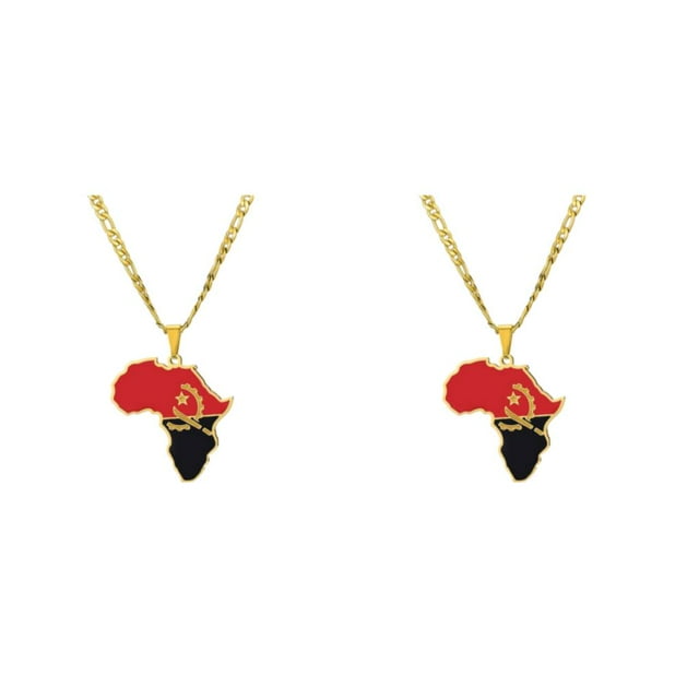 Baohd Lightweight And Comfortable Necklace Featuring Africa Map Pendant Minimalist Angola 2Set