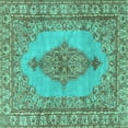 thumbnail image 1 of Ahgly Company Machine Washable Indoor Square Persian Turquoise Blue Traditional Area Rugs, 5' Square, 1 of 4