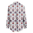 thumbnail image 6 of idosla Womens 3/4 Sleeve Shirts Vintage Boho Retro Floral Print Tops Ladies Loose Fit Lightweight V Neck Button Down Blouses (Red, XXL), 6 of 6