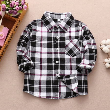 

Yubatuo Cotton Jacket Children s Plaid Shirts Long Sleeve Button Down Shirt Outwear Gray 120