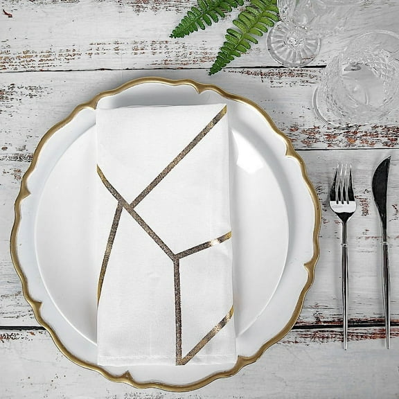 Balsa Circle 5 Pieces White 20" Geometric Design Polyester Dinner Napkins Tablecloths