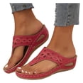 thumbnail image 5 of Crunowin Women's Wedge Heel Flops, Plus Size Beach Style Sparkly Design Warm Weather Sandals Red, 5 of 8
