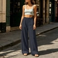 thumbnail image 6 of Inverlee Women's Front Seam Wide Leg Dress Pants Elastic High Waist Loose Business Casual Trousers Dark Gray M, 6 of 8
