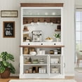 thumbnail image 6 of Roromall Coffee Bar Cabinet with LED Light, 72" Tall Farmhouse Coffee Bar Hutch with Storage, Sideboard Buffet Cabinet with Microwave Stand, 6 Hooks, 3 Drawers for Kitchen Living Dining Room, 6 of 8