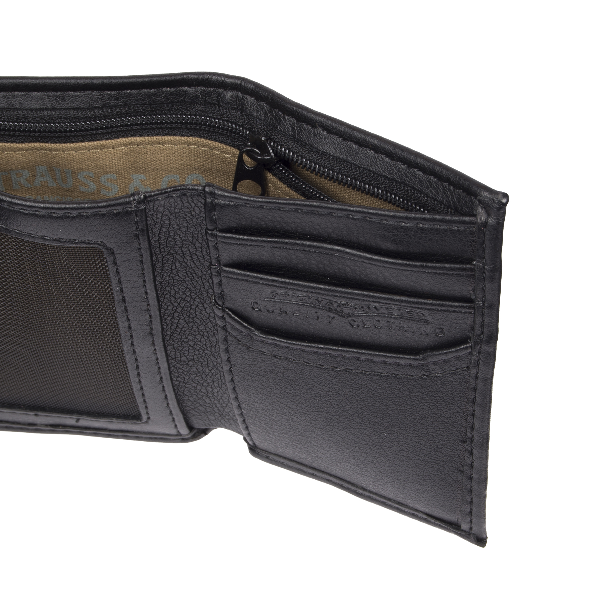 Levi's Men's Black RFID Trifold Wallet with Interior Zipper - image 4 of 5