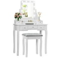 thumbnail image 1 of Costway Vanity Dressing Table Set w/ 10 Dimmable Bulbs Touch Switch Cushion Stool White, 1 of 10