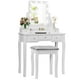 thumbnail image 1 of Costway Set Tocador con Espejo Rectangular y Taburete Mesa para Maquillarse con 10 Bombillas LED Blanco 80 x 40 x 135,5 cm, 1 of 10