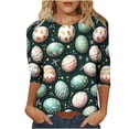 thumbnail image 2 of VKOYWKM Easter Tops for Women Easter Eggs Graphic Tees 3/4 Sleeve Loose Fit Crew Neck Spring Tops Casual Easter Tshirt Shirts, 2 of 6