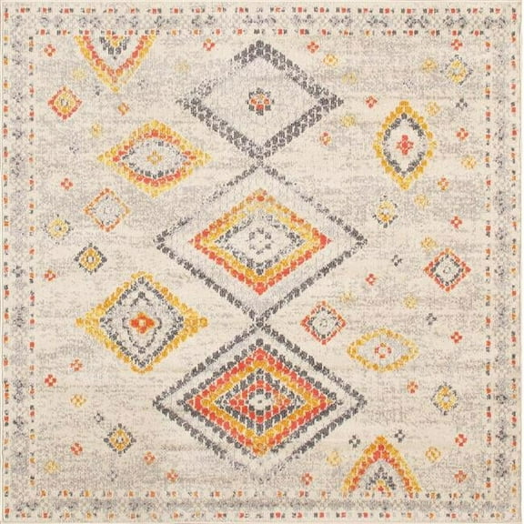 Pasargad Home Turkish Aldora 6' x 6' Square Power-Loomed Beige/Multi Rug, For Indoor Space and all Age of Group