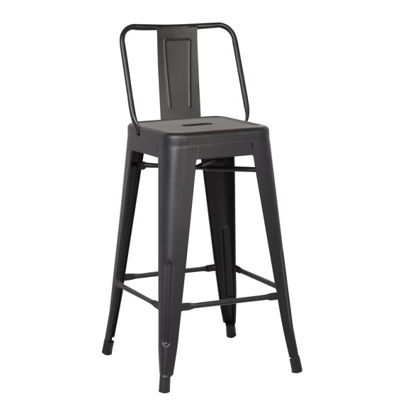 HomeRoots 248139 40 x 17 x 17 in. Matte Black Metal Barstool with Back Set of 2