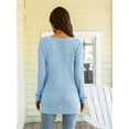 thumbnail image 2 of CALIPESSA Womens Petite Waffle Knit Side Split Solid Tops V Neck Long Sleeve Casual Fall Pullover, 2 of 5