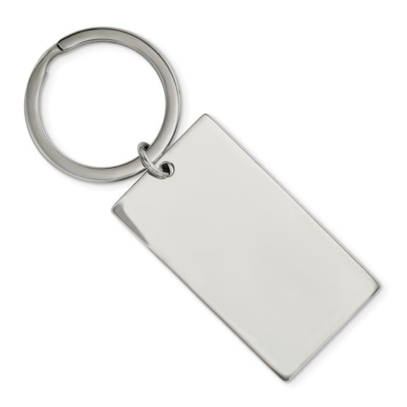 Stainless Steel Brushed & Polished 1.85mm Rectangle Reversible Key Chain; for Adults and Teens; for Women and Men