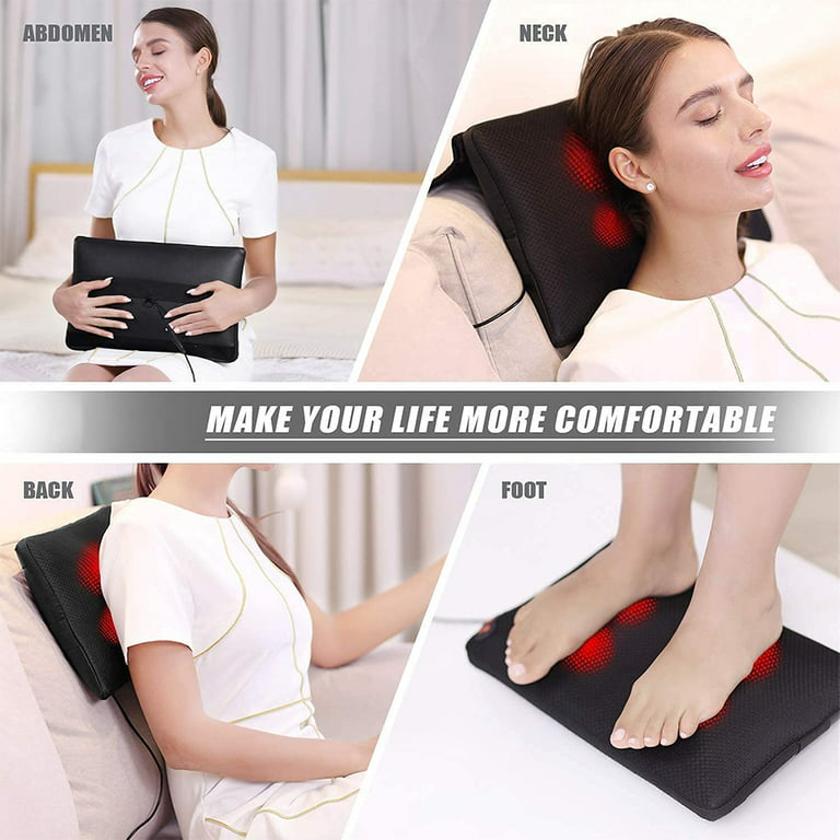 ALLJOY Cordless Shiatsu Neck and Back Massager with Soothing Heat,  Rechargeable 3D Kneading Massage Pillow for Muscle Pain Relief, Use  Unplugged, Detachable Cover
