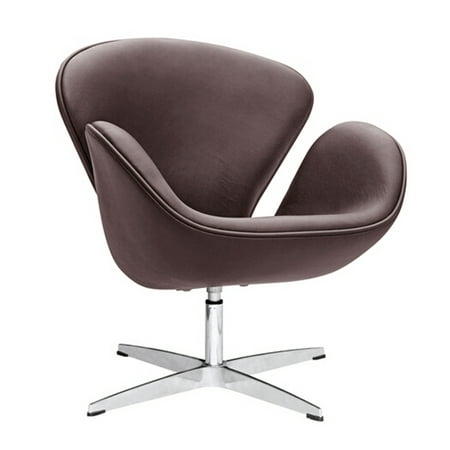 Fine Mod Imports Swan Chair Leather, Dark Brown