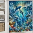 thumbnail image 6 of JRXY Blue Cheerful Dolphins and Tropical Fish Shower Curtain Multiple Sizes White, 6 of 7