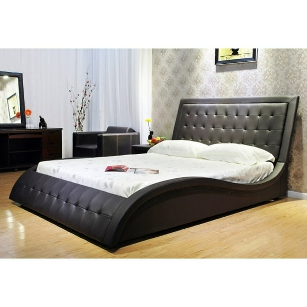 Greatime B1136-2 Wave-like Shape Upholstered Modern Platform Bed, King ...