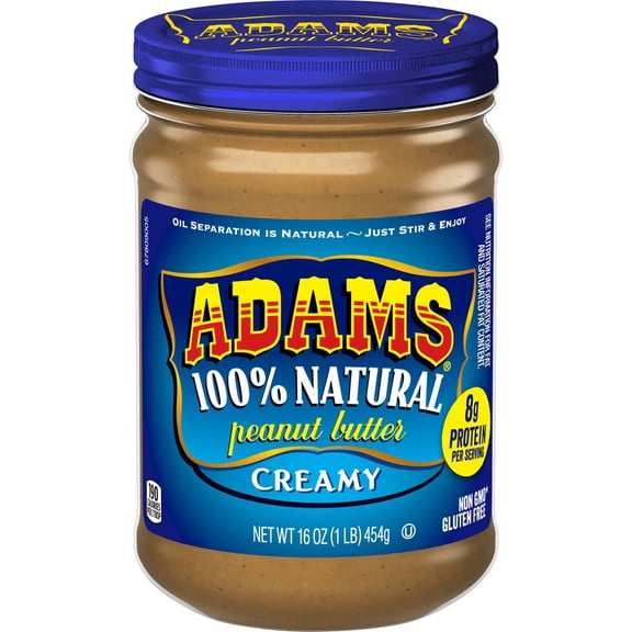 Adams Natural Creamy Peanut Butter, 16 oz Jar