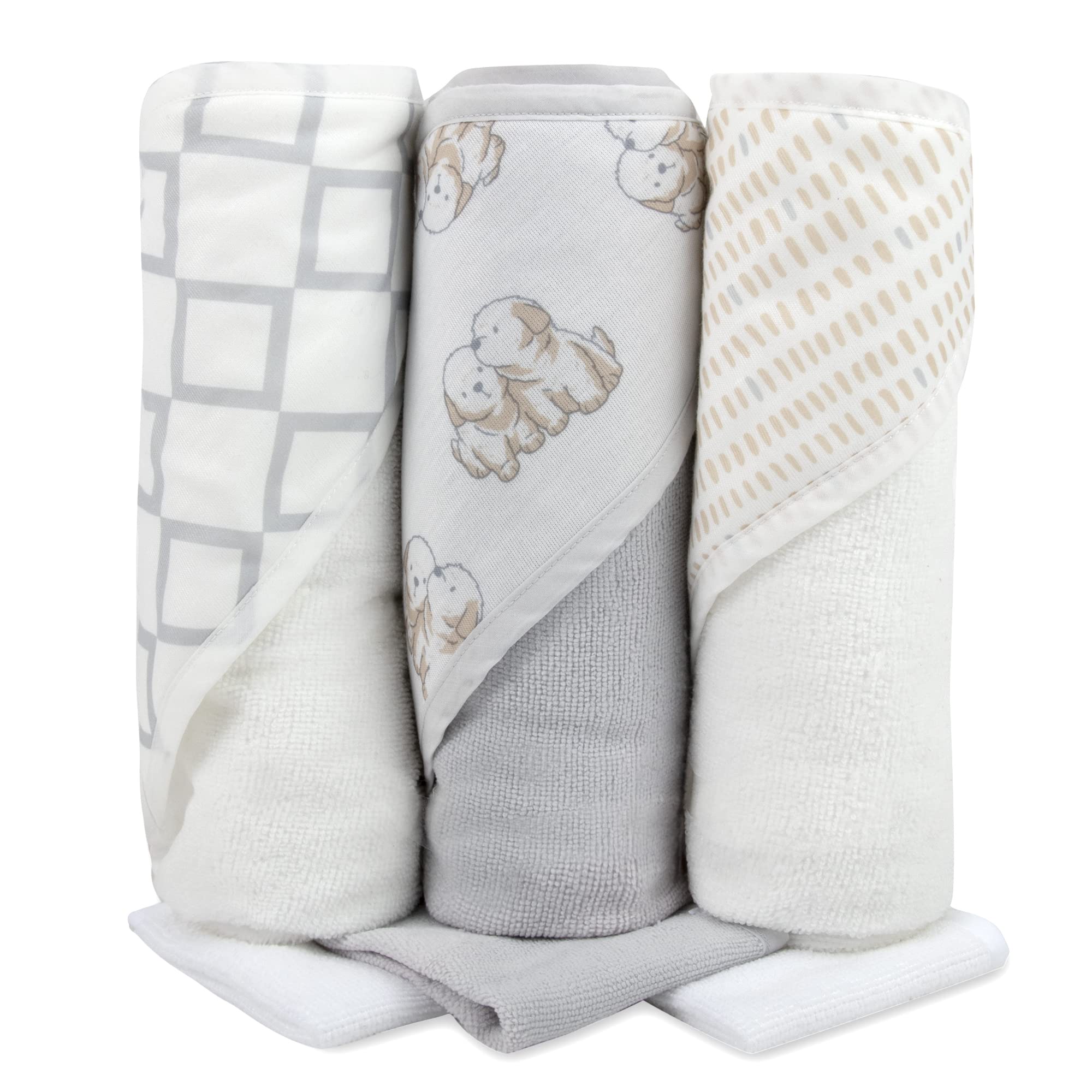 Baby Essentials 6-Piece Hooded Bath Towel Washcloth Set photo 4