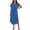 Blue, variant on Oversized Shirt Dress for Women, Plus Size Casual Button Down 3/4 Rolled-Up Sleeve Collared Loose Fit Flowy Maxi Long Dress