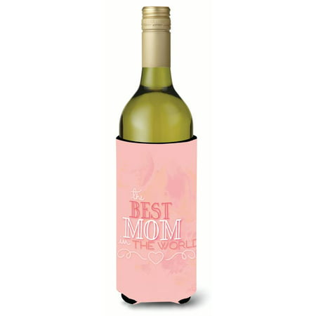 The Best Mom in the World Pink Wine Bottle Beverge Insulator Hugger (World Best Wine Price)