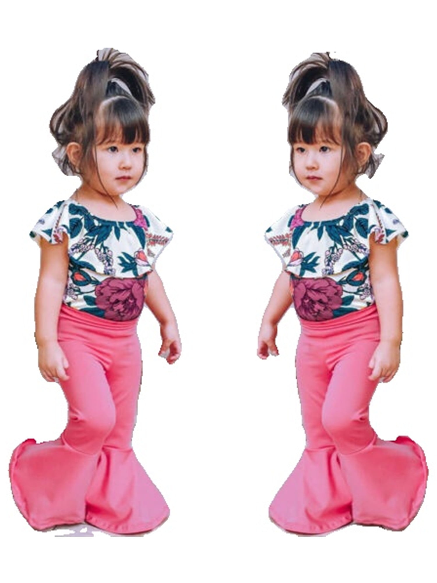 ZAXARRA Toddler Baby Girl Stripes Bell-Bottom Jumpsuit Romper Overalls Long Pants Outfits 2-3 Years, Black