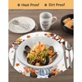 thumbnail image 3 of 13 Inch Round Placemats Set of 6, Gnomes Pumpkin Fall Non Slip Heat Insulation PP Table Mats, Thanksgiving Branches Maple Leaf Washable Place Mats for Kitchen Dining Party Table Decor, 3 of 7