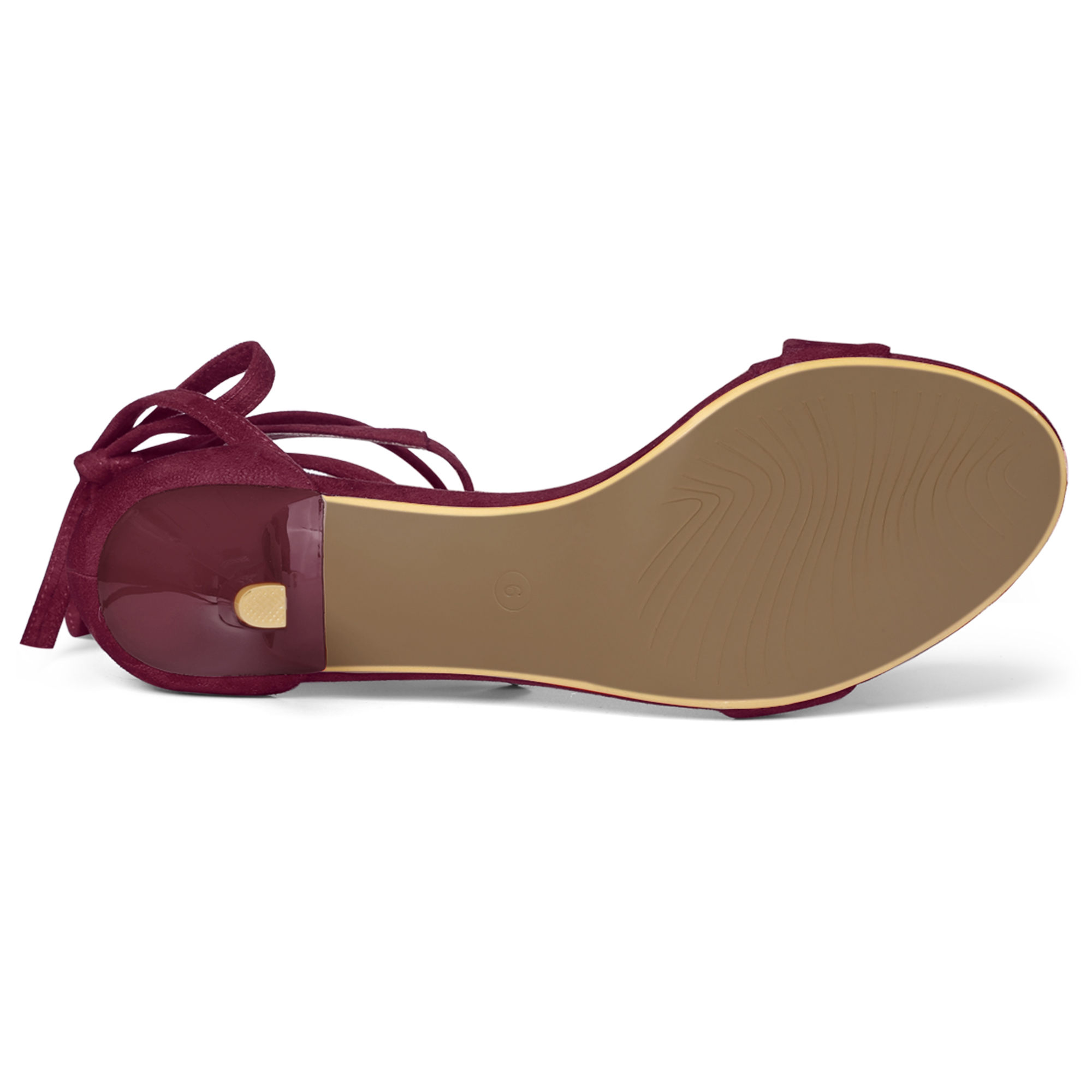 DARING DIVA Women's Casual Stylish Lace Up Black Sandals with Kitten Heel Burgundy 10