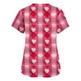 thumbnail image 4 of Valentine Day Scrub Tops for Woman V Neck Short Sleeve Cute Nursing Top Love Heart Print Quick Dry Plus Size Nurse Uniform with Pockets Watermelon Red 2XL, 4 of 5