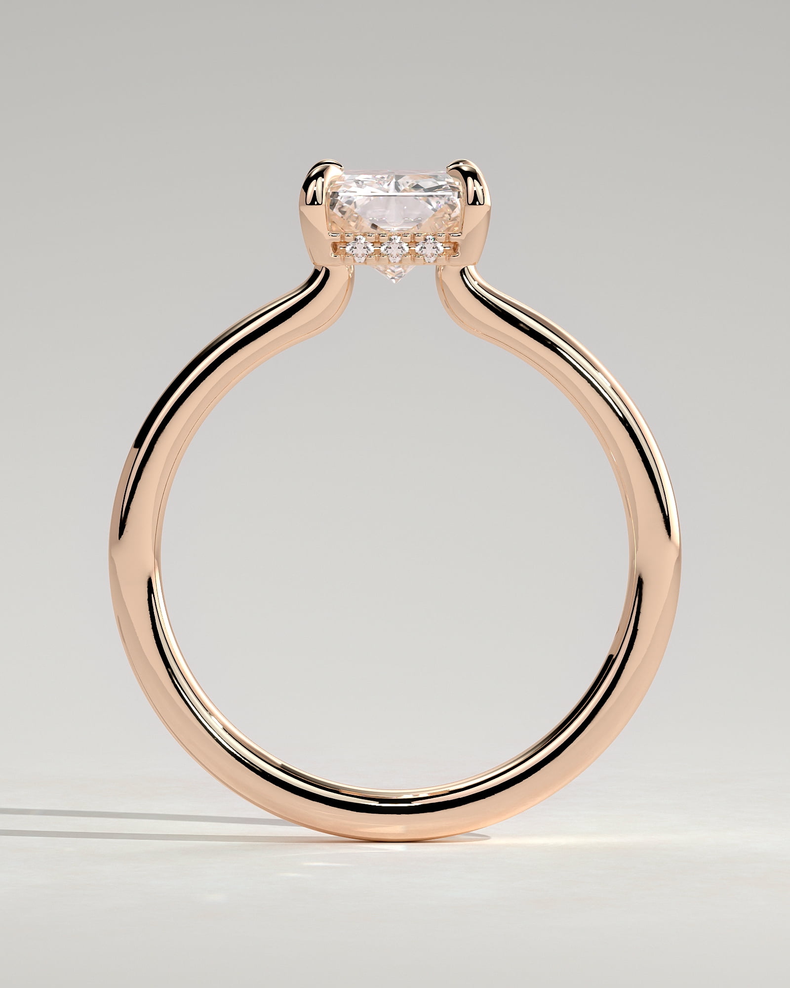 CAPRICARATS 2.00Ct Radiant Cut Moissanite Floating Low-Set Solitaire Engagement Ring – Hidden Halo Flush Design in 18K Rose Gold for Women