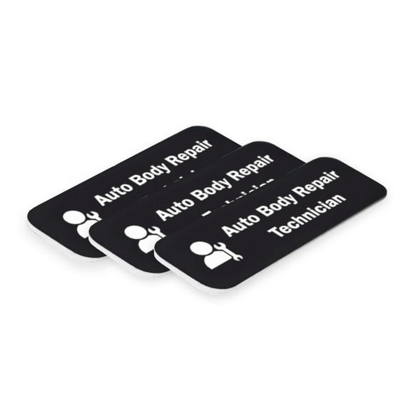 Signs ByLITA Auto Body Repair Technician Graphic Car Service 1 x 3" Name Tag/Badge, Black, (3 Pack)
