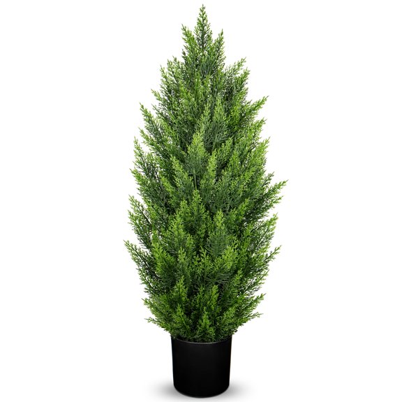 Cedar Tree Artificial 3ft Potted Topiary Trees Artificial Outdoor Plants Cypress Christmas Tree pot Porch Home Decor Housewarming Gift