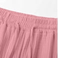 thumbnail image 5 of CPNG Girls Capris Pants Summer Casual Cotton Linen Straight Wide Leg Loose Drawstring Elastic Waist Cropped Trouser(Pink,13-14 Years), 5 of 7