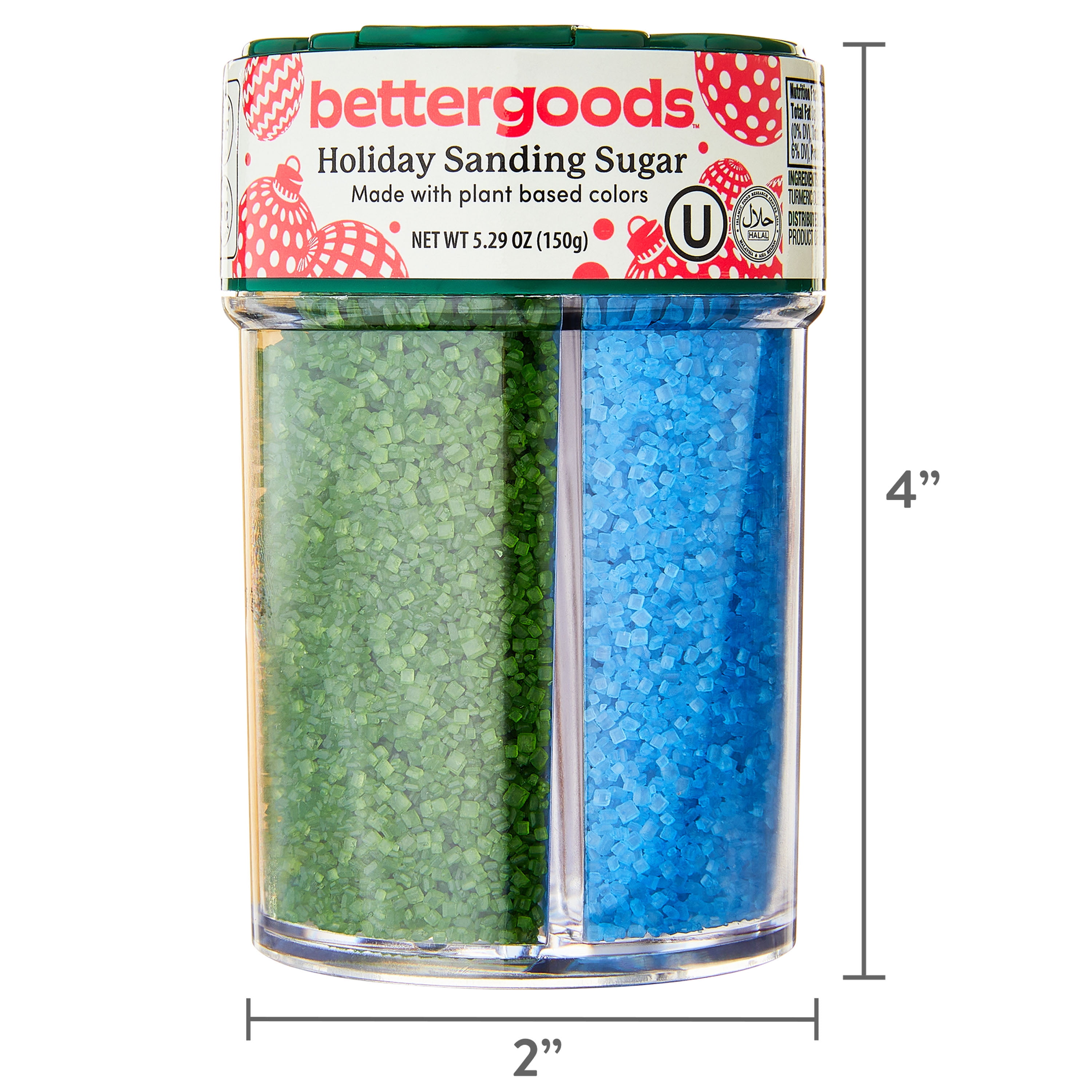 bettergoods Holiday Sanding Sugar Sprinkles in Festive Colors, 5.29 oz