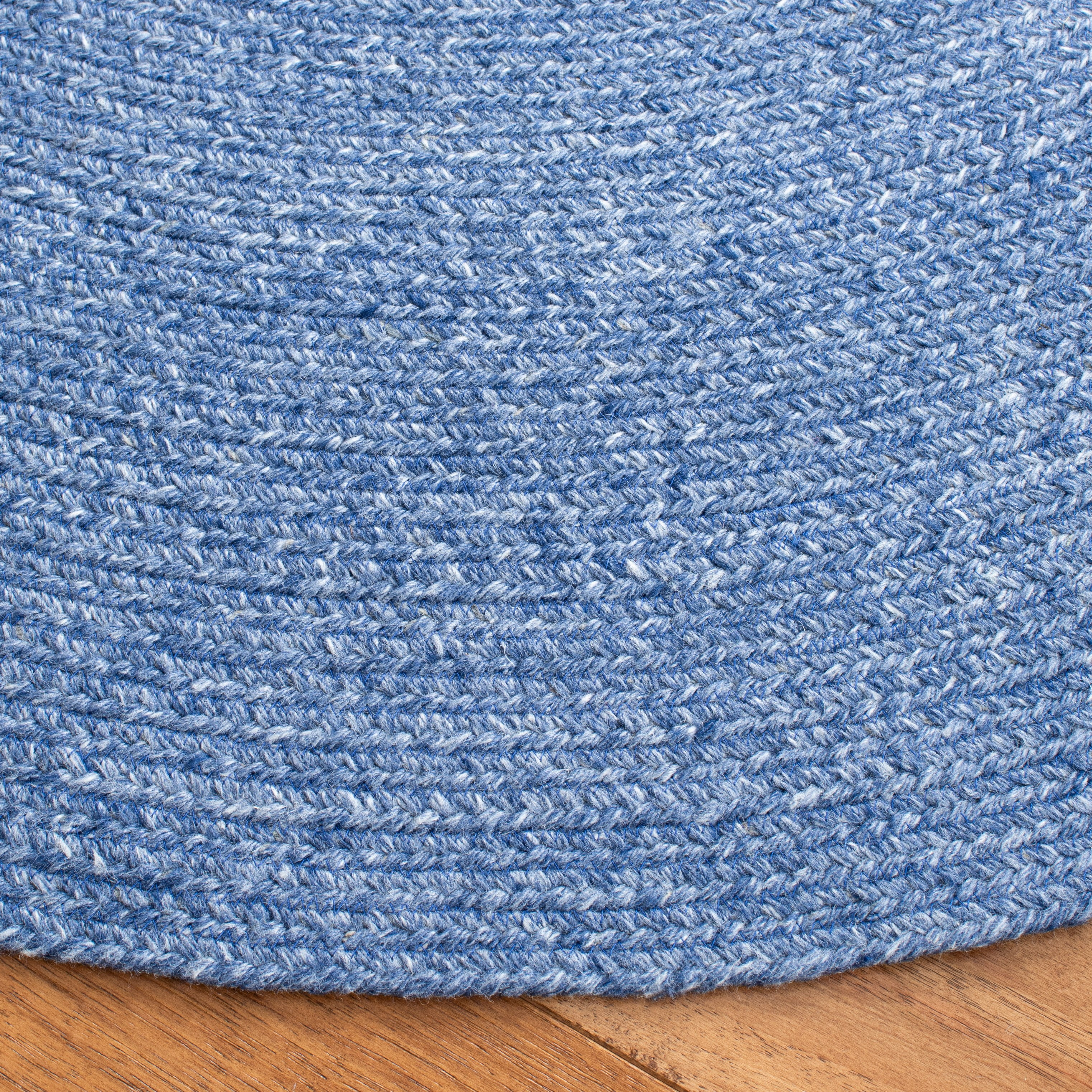 SAFAVIEH Braided Caleb Solid Polyester Reversible Area Rug, Blue, 9' x 9' Round