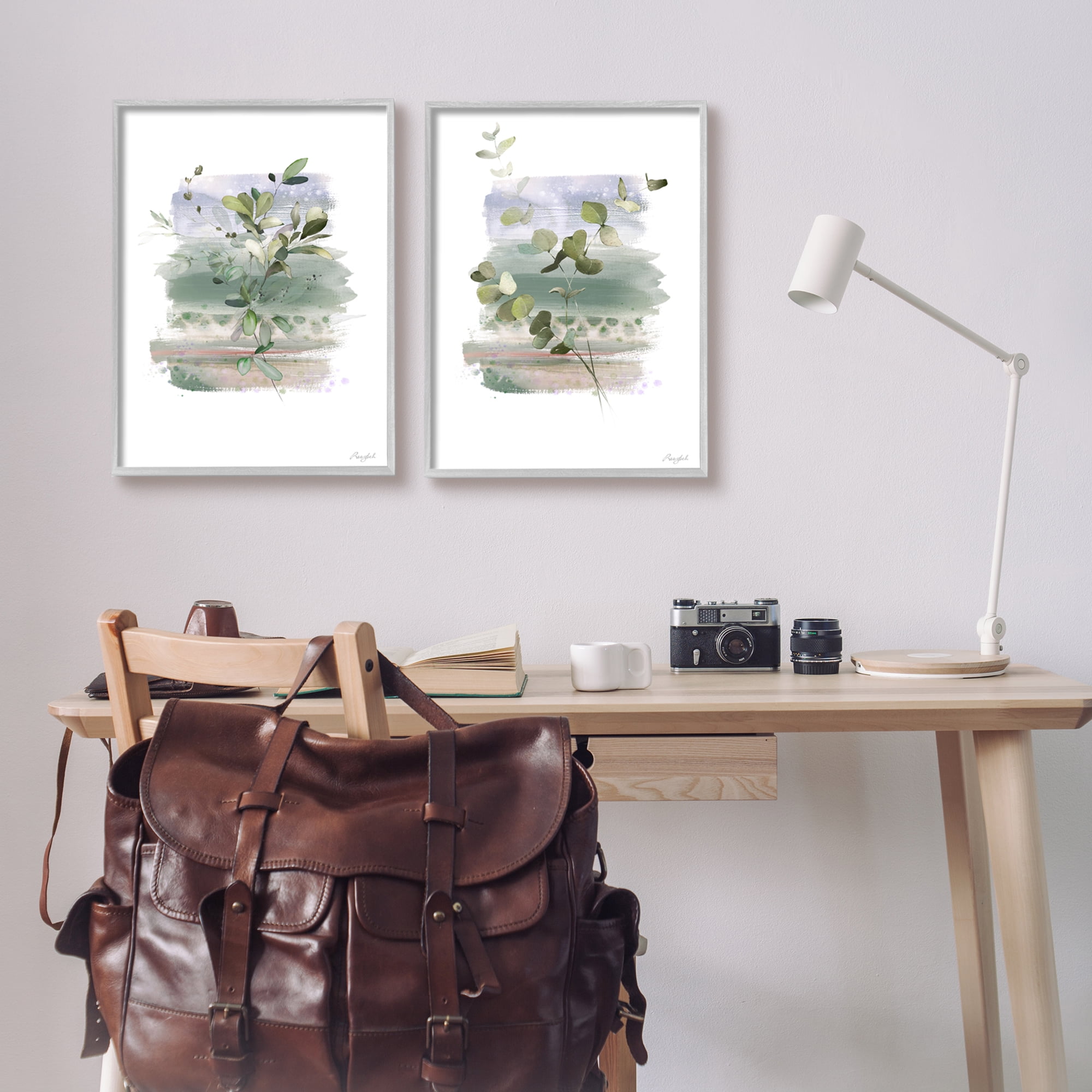 Stupell Industries Modern Botanical Sprigs Botanical & Floral Painting Gray Framed Art Print Wall Art, 16 x 20