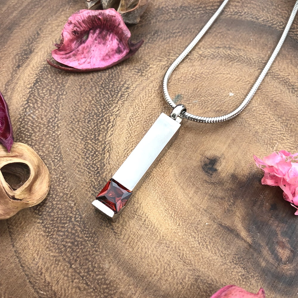 Anavia Personalized Birthstone Bar Cremation Jewelry Pendant Keepsake Memorial Urn Necklace for Human Ashes Container Free Engraving with Funnel Kit and Velvet Box Ship Next Day! [November - Topaz]