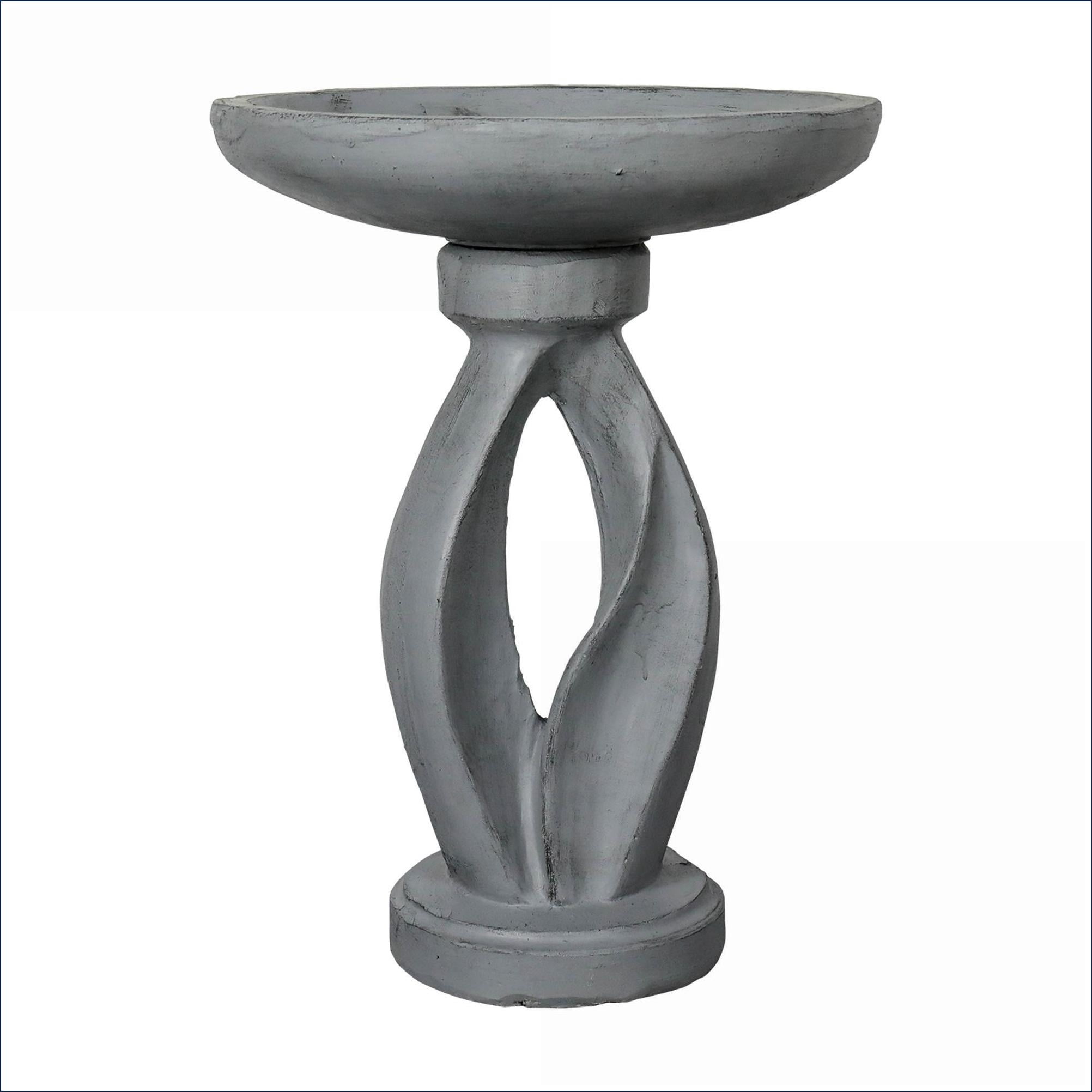 Bird Baths | Modern 21.8" Tall Outdoor Bird Bath for Garden, Yard, Patio | Concrete Cement | Single Tier Pedestal