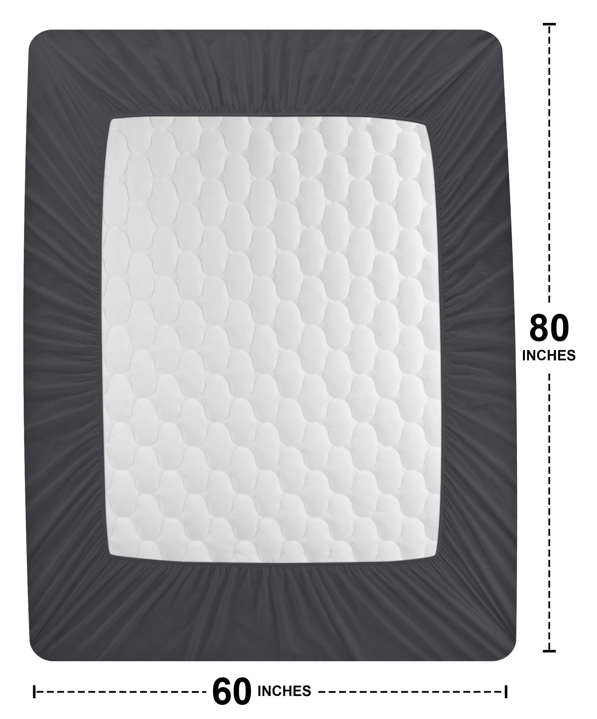 Utopia Bedding Waterproof Mattress Protector, Queen Mattress Pad, Noiseless Quilted Fitted Cover with Deep Pocket Stretches up to 16 Inches (Grey)