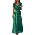 thumbnail image 2 of SMihono Robe Maxi Bohème d'Été pour Femmes Grande Taille Robe Longue à Manches Courtes Col en V Fendue Robe de Plage, 2 of 8